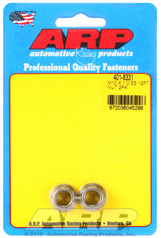 ARP 401-8331 M10 X 1.0 SS 12PT Nut Kit