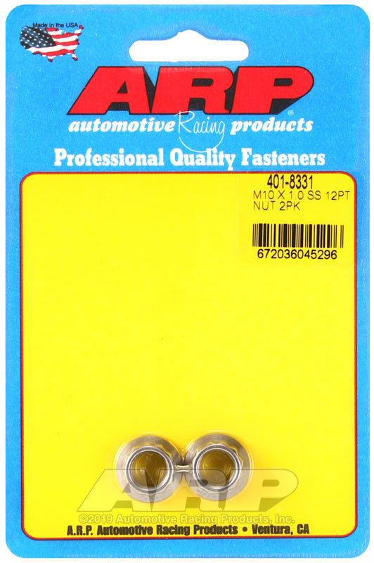 ARP 401-8331 M10 X 1.0 SS 12PT Nut Kit