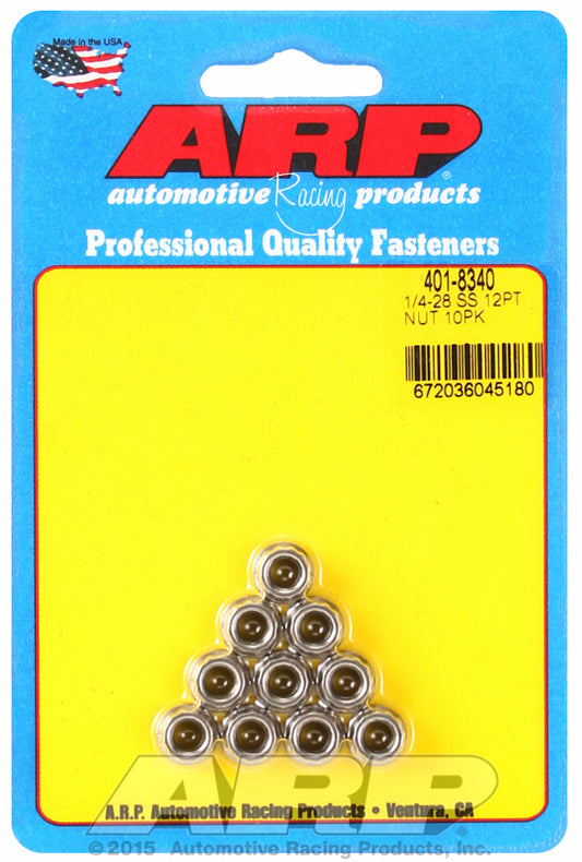 ARP 401-8340 1/4-20 SS 12PT Nut Kit