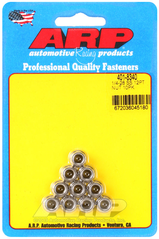 ARP 401-8340 1/4-20 SS 12PT Nut Kit
