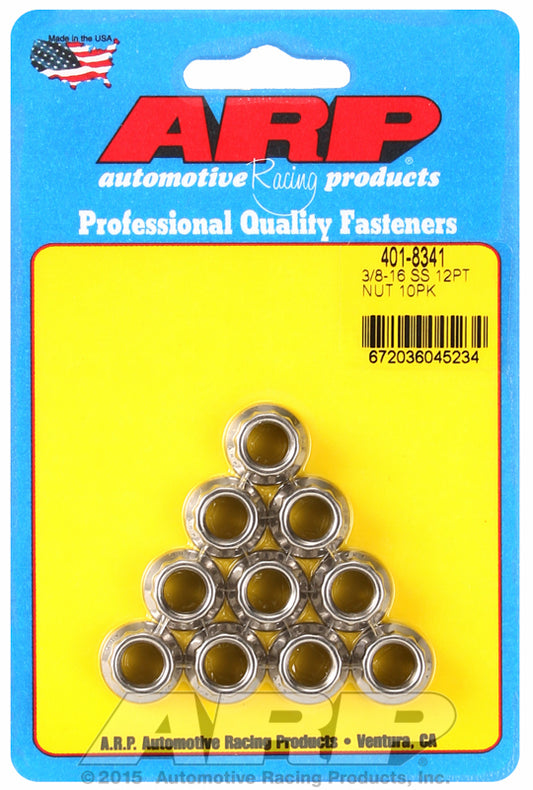 ARP 401-8341 3/8-16 SS 12PT Nut Kit