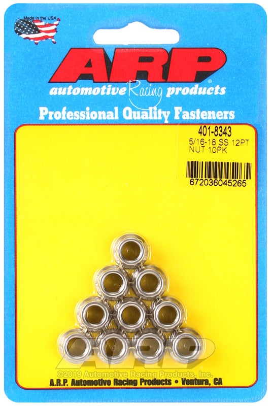 ARP 401-8343 5/16-18 SS 12PT Nut Kit