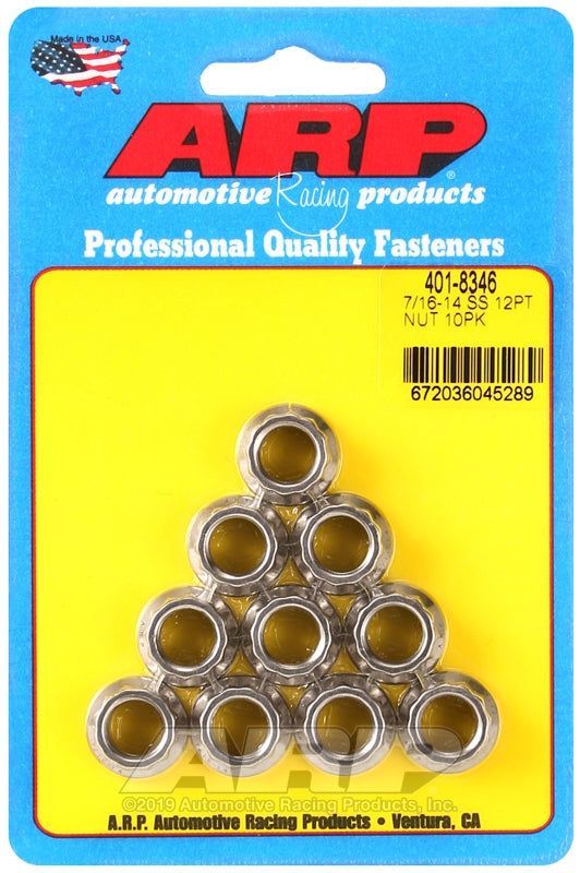 ARP 401-8346 7/16-14 SS 12PT Nut Kit