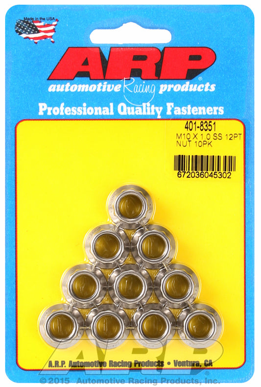 ARP 401-8351 M10 X 1.0 SS 12PT Nut Kit