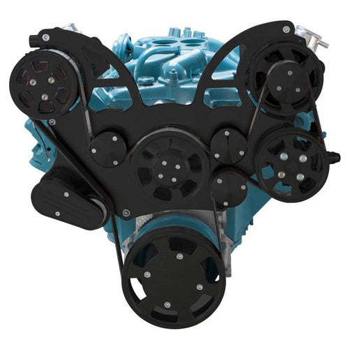 CVF B-PONT-WRAPTOR-AC Stealth Black Pontiac Serpentine System for 350-400 428 & 455 V8 - AC Power Steering & Alternator - All Inclusive