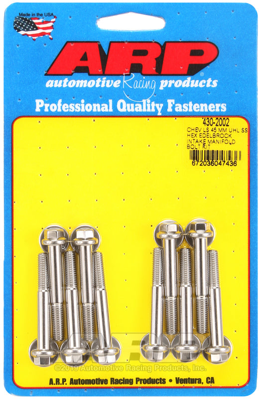 ARP 430-2002 Chevy LS 45mm UHL Hex Edelbrock Intake Manifold Bolt Kit