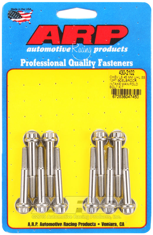 ARP 430-2102 Chevy LS 45mm UHL 12PT Edelbrock Intake Manifold Bolt Kit
