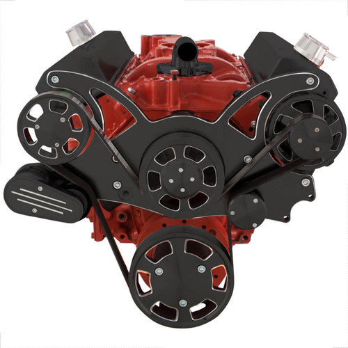 CVF BD-350-WRAPTOR-ACO Black Diamond Serpentine System for Chev SB 283-350-400 - AC & Alternator - All Inclusive