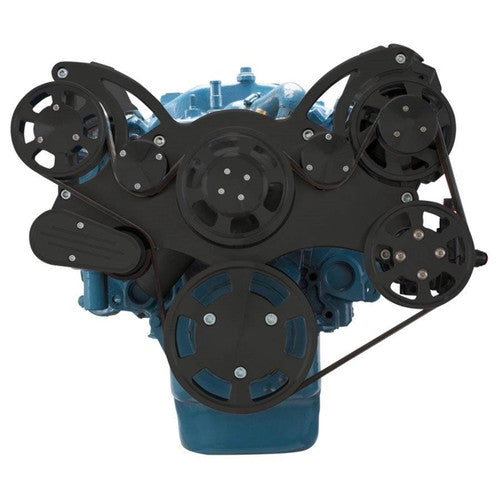 CVF Racing CVF-B-360-WRAPTOR-AC B-360-WRAPTOR-AC Stealth Black Serpentine System for Small Block Mopar - AC Power Steering & Alternator - All Inclusive