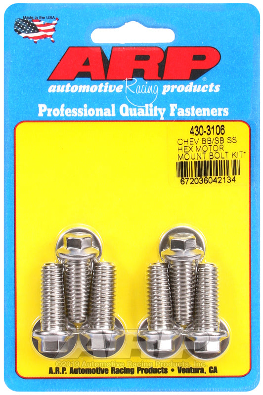 ARP 430-3106 Chevy Hex Motor Mount Bolt Kit With Energy Suspension Mounts
