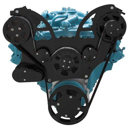 CVF B-PONT-WRAPTOR-ALT Stealth Black Pontiac Serpentine System for 350-400 428 & 455 V8 - Alternator Only - All Inclusive