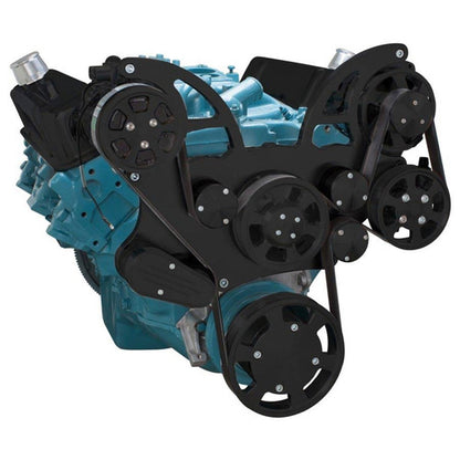 CVF B-PONT-WRAPTOR-ACO Stealth Black Pontiac Serpentine System for 350-400 428 & 455 V8 - AC & Alternator - All Inclusive