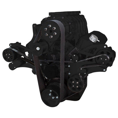 CVF B-454SC-WRAPTOR-AC-EWP Black Serpentine System for Big Block Chevy Supercharger - AC Power Steering & Alternator w/ Electric Water Pump - All I