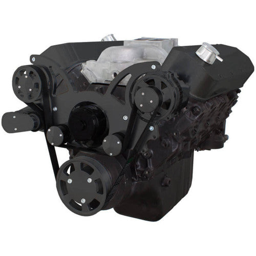 CVF B-454-WRAPTOR-AC-EWP Black Serpentine System for Big Block Chevy - AC Power Steering & Alternator w/ Electric Water Pump - All Inclusive