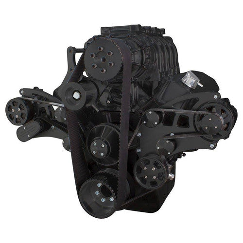 CVF B-454SC-WRAPTOR-PS Black Serpentine System for 396 427 & 454 Supercharger - Power Steering & Alternator - All Inclusive