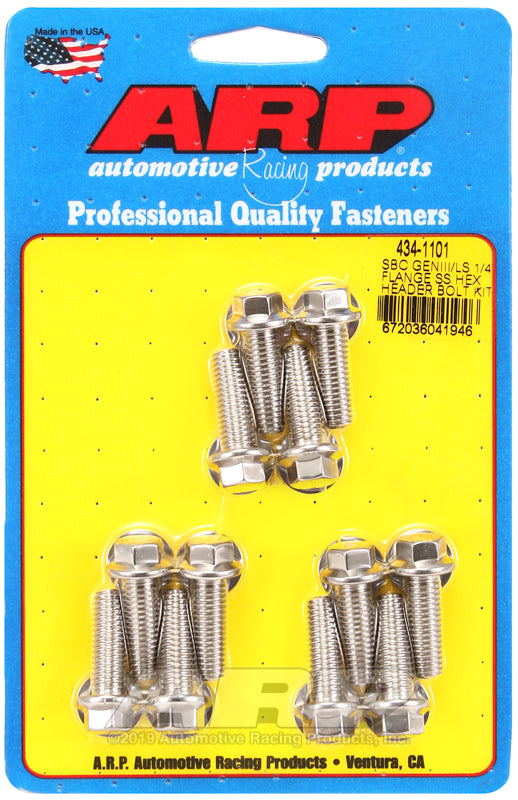 ARP 434-1101 SB Chevy/Gen 3 LS 1/4 Flange SS Hex Header Bolt Kit