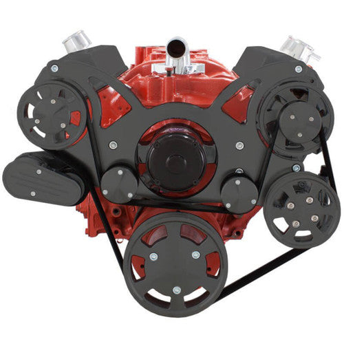 CVF B-350-WRAPTOR-ACO-EWP Black Serpentine System for Chev SB 283-350-400 - AC & Alternator w/ Electric Water Pump - All Inclusive