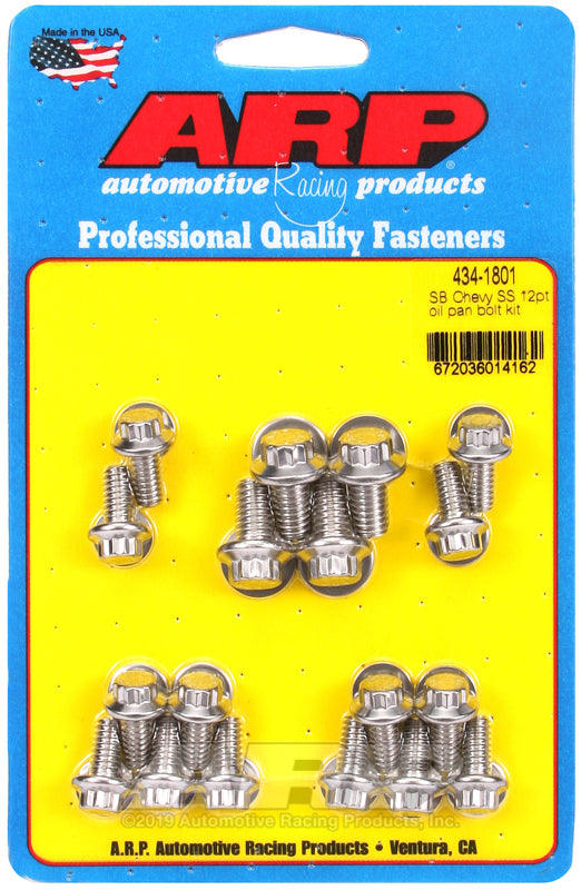 Chev Small Block Gen I 265-400 C.I.D 434-1801 SB Chevy SS 12PT Oil Pan Bolt Kit ARP Fasteners ARP434-1801