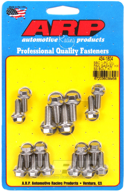 ARP 434-1804 SB Chevy 1-Pc SS Hex Oil Pan Gasket Bolt Kit