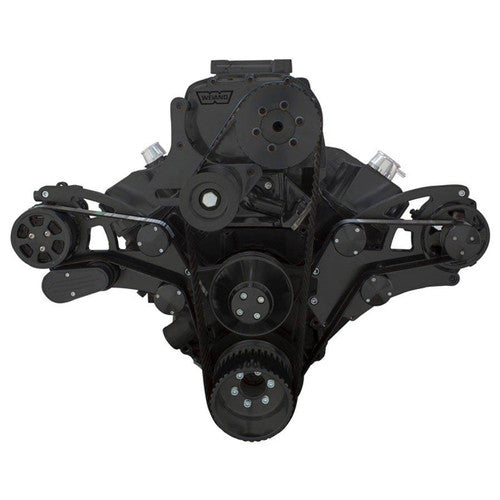 CVF B-454SC-WRAPTOR-PS Black Serpentine System for 396 427 & 454 Supercharger - Power Steering & Alternator - All Inclusive