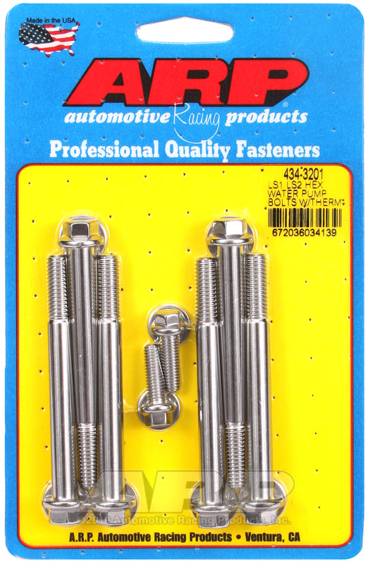 ARP 434-3201 LS1 LS2 SS Hex Water Pump Bolts w/ Thermostat Housing Bolts Kit