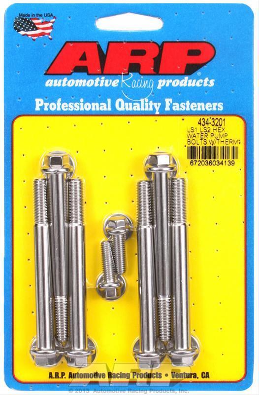 Chev Gen III/IV LS1 & LS2 5.3L, 5.7L, 6.0L 434-3201 SS Hex Water Pump Bolts w/ Thermostat Housing Bolts Kit ARP Fasteners ARP434-3201
