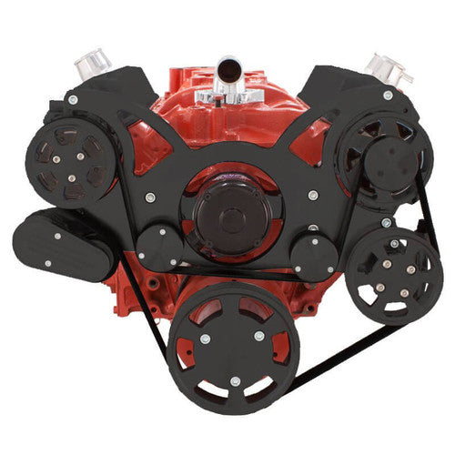 CVF B-350-WRAPTOR-ACO-EWP Black Serpentine System for Chev SB 283-350-400 - AC & Alternator w/ Electric Water Pump - All Inclusive