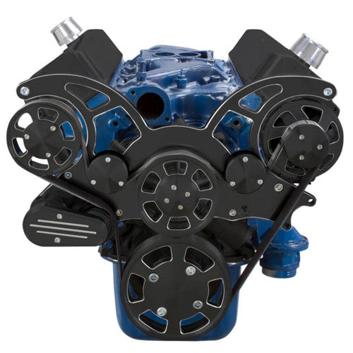 CVF Racing Ford 289 302 351W Black Diamond Serpentine System AC Power Steer & Alternator