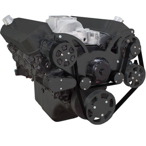 CVF B-454-WRAPTOR-ACO-EWP Black Serpentine System for 396 427 & 454 - AC & Alternator w/ Electric Water Pump - All Inclusive
