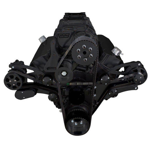 CVF B-454SC-WRAPTOR-ACO-EWP Black Serpentine System for 396 427 & 454 Supercharger - AC & Alternator w/ Electric Water Pump - All Inclusive