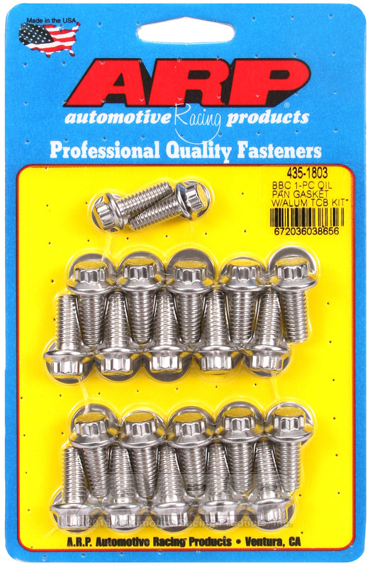 ARP 435-1803 BB Chevy1-Pc Oil Pan Gasket w/ Alum Timing Cover 12PT Bolt Kit