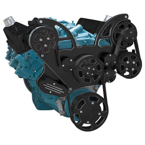 CVF BD-PONT-WRAPTOR-ACO Black Diamond Pontiac Serpentine System for 350-400 428 & 455 V8 - AC & Alternator - All Inclusive