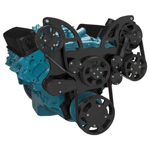CVF B-PONT-WRAPTOR-ALT Stealth Black Pontiac Serpentine System for 350-400 428 & 455 V8 - Alternator Only - All Inclusive
