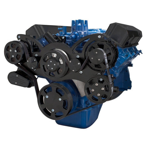 CVF B-390-WRAPTOR-AC Stealth Black Serpentine System for Ford FE Engines - AC Power Steering & Alternator - All Inclusive