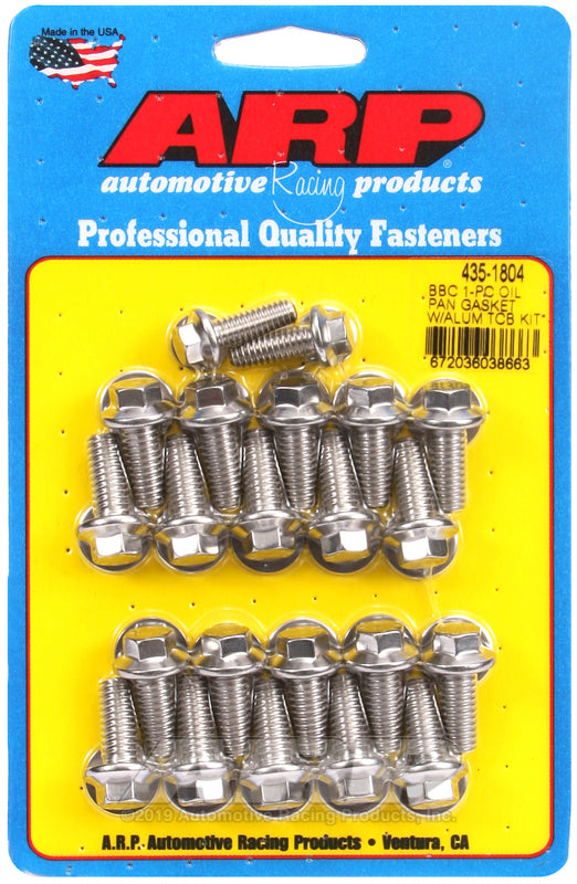 ARP 435-1804 BB Chevy1-Pc Oil Pan Gasket w/ Alum Timing Cover Hex Bolt Kit