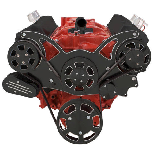 CVF BD-350-WRAPTOR-ACO Black Diamond Serpentine System for Chev SB 283-350-400 - AC & Alternator - All Inclusive