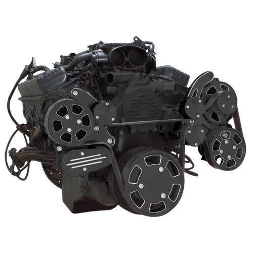 CVF BD-LT1-WRAPTOR-AC Black Diamond Serpentine System for LT1 Generation II - AC Power Steering & Alternator - All Inclusive