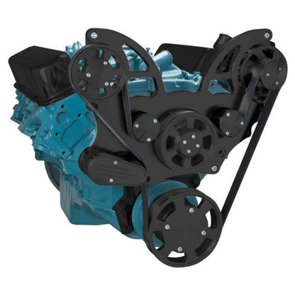CVF B-PONT-WRAPTOR-ALT Stealth Black Pontiac Serpentine System for 350-400 428 & 455 V8 - Alternator Only - All Inclusive