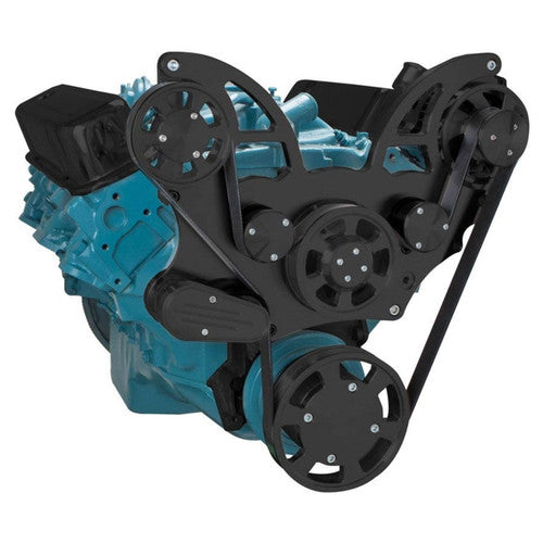 CVF B-PONT-WRAPTOR-ALT Stealth Black Pontiac Serpentine System for 350-400 428 & 455 V8 - Alternator Only - All Inclusive