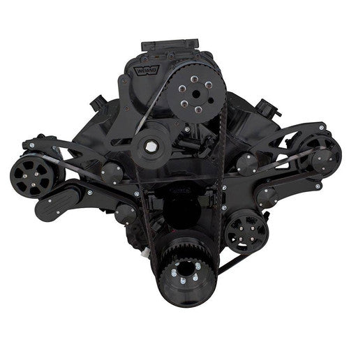 CVF B-454SC-WRAPTOR-ALT-EWP Stealth Black Serpentine System for 396 427 & 454 Supercharger - Alternator Only - All Inclusive