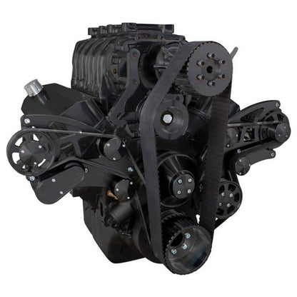 CVF B-454SC-WRAPTOR-PS Black Serpentine System for 396 427 & 454 Supercharger - Power Steering & Alternator - All Inclusive