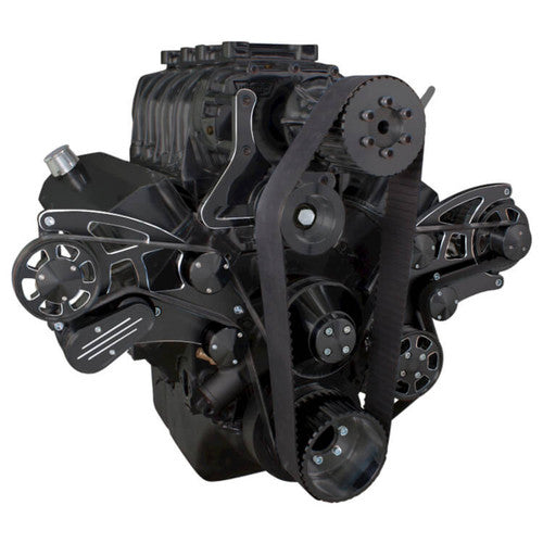 CVF BD-454SC-WRAPTOR-ACO Black Diamond Serpentine System for 396 427 & 454 Supercharger - AC & Alternator - All Inclusive