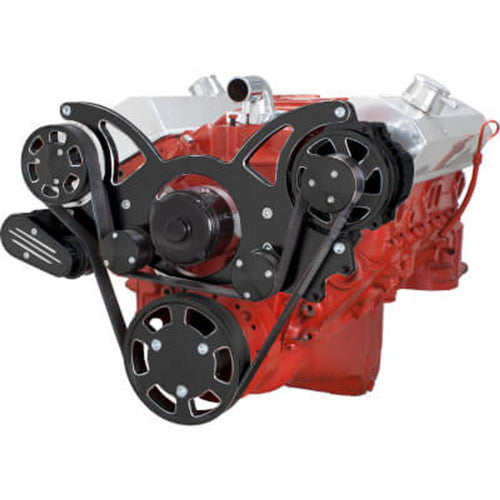 CVF BD-350-WRAPTOR-ACO-EWP Black Diamond Serpentine System for Chev SB 283-350-400 - AC & Alternator w/ Electric Water Pump - All Inclusive