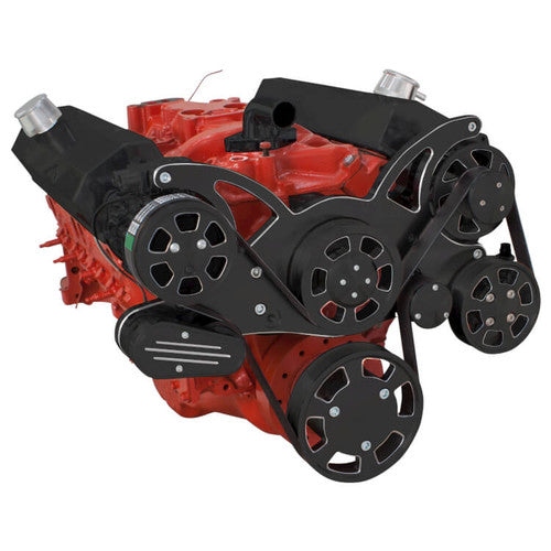 CVF BD-350-WRAPTOR-ACO Black Diamond Serpentine System for Chev SB 283-350-400 - AC & Alternator - All Inclusive