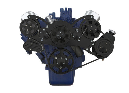 CVF B-390-WRAPTOR-PS Stealth Black Serpentine System for Ford FE Engines - Power Steering & Alternator - All Inclusive