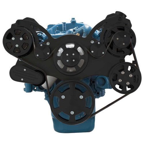 CVF B-360-WRAPTOR-ACO Stealth Black Serpentine System for Small Block Mopar - AC & Alternator - All Inclusive