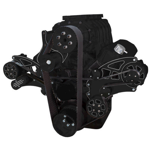 CVF BD-454SC-WRAPTOR-ACO-EWP Black Diamond Serpentine System for 396 427 & 454 Supercharger - AC & Alternator w/ Electric Water Pump - All Inclusiv