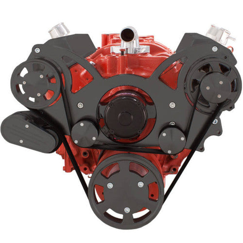 CVF B-350-WRAPTOR-ACO-EWP Black Serpentine System for Chev SB 283-350-400 - AC & Alternator w/ Electric Water Pump - All Inclusive