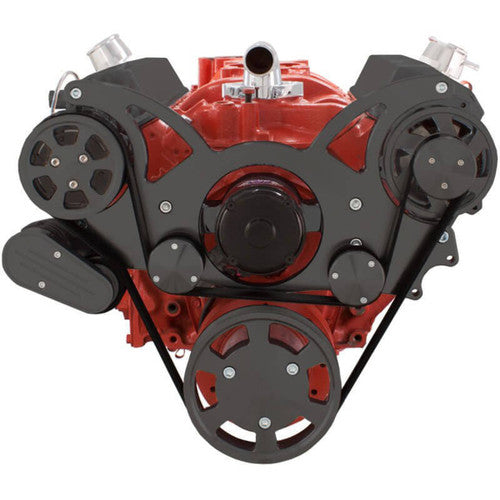 CVF B-350-WRAPTOR-ALT-EWP Black Serpentine System for Chev SB 283-350-400 - Alternator Only w/ Electric Water Pump - All Inclusive