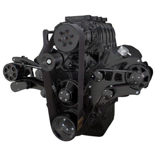 CVF B-454SC-WRAPTOR-PS Black Serpentine System for 396 427 & 454 Supercharger - Power Steering & Alternator - All Inclusive